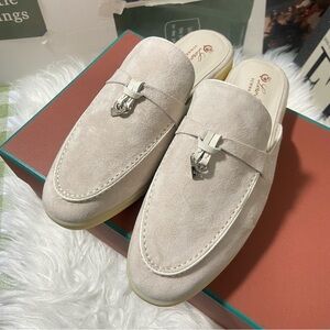 Loro Piana Cream Suede Mules
